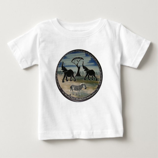 Camiseta De Bebé Impresión de elefantes africanos (Anverso)
