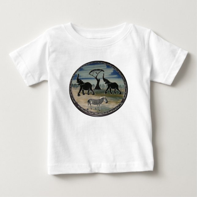 Camiseta De Bebé Impresión de elefantes africanos (Anverso)
