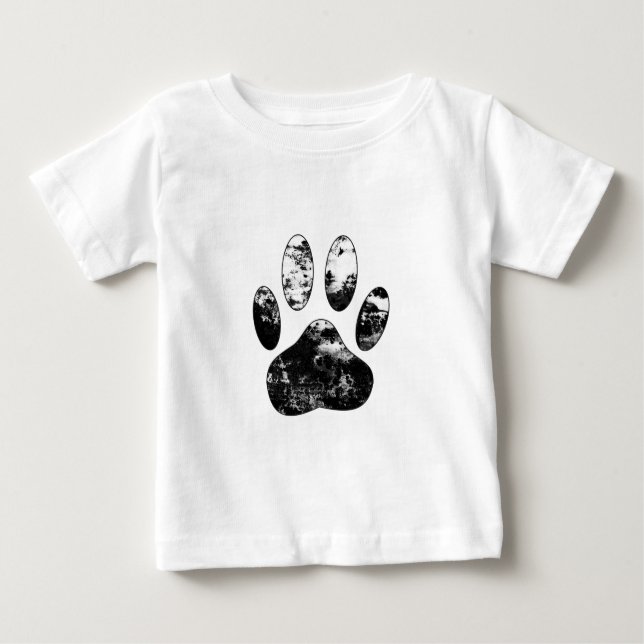 Camiseta De Bebé Impresión de garras de perro negro y blanco (Anverso)