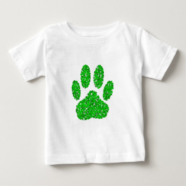 Camiseta De Bebé Impresión de hojas de perro de follaje verde (Anverso)