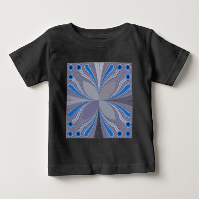Camiseta De Bebé Impresión de texturas de puntos de polka gris azul (Anverso)