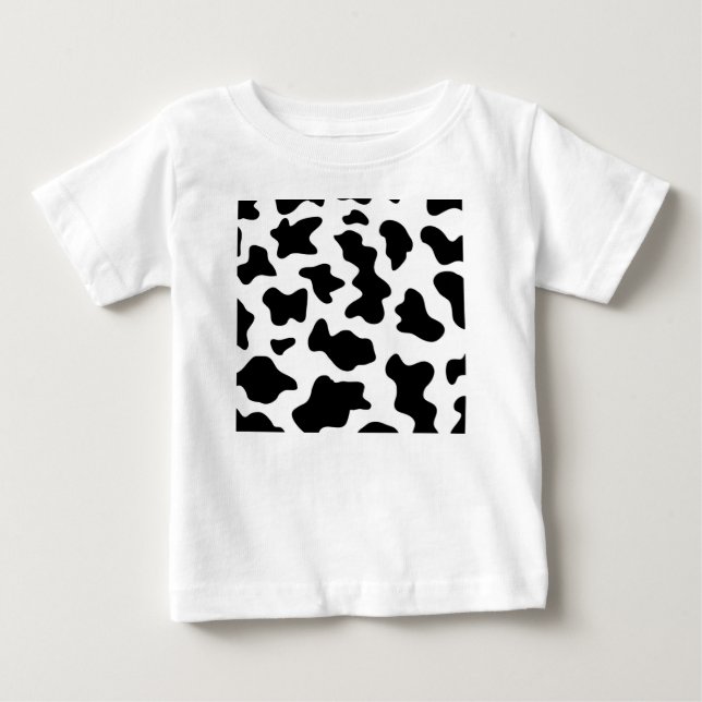 Camiseta De Bebé impresión de vaca de granja blanca y negra (Anverso)