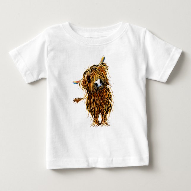 Camiseta De Bebé Impresión de vaca Highland T-SHiRT ' CoooWeee ' (Anverso)