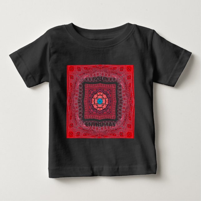Camiseta De Bebé Impresión del arte del patrón de Ajrak tradicional (Anverso)
