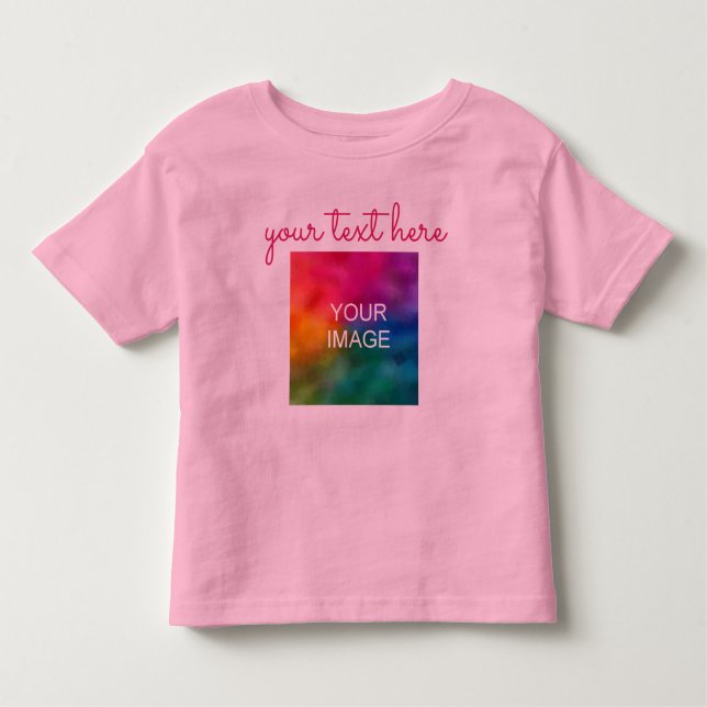 Camiseta De Bebé Impresión Doble Cara Subir Foto Agregar Texto Rosa (Anverso)