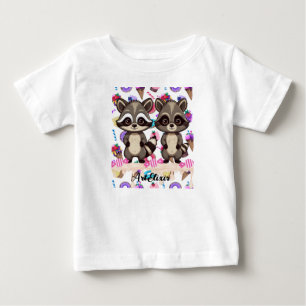 Camiseta De Bebé Impresión dulce Raccoon Cute Kawaii