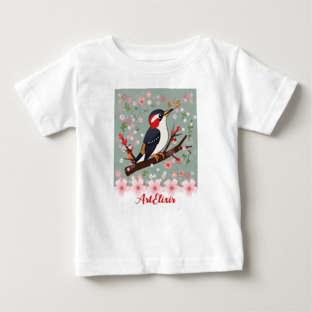 Camiseta De Bebé Impresión floral de Woodpecker (Anverso)
