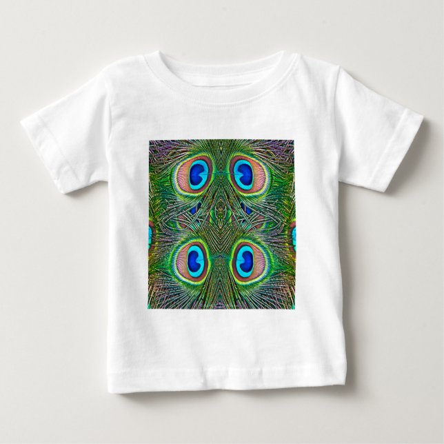 Camiseta De Bebé Impresión Kaleidoscope de plumas de pavo real (Anverso)