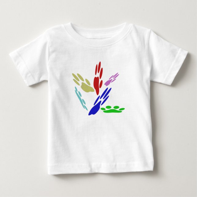Camiseta De Bebé Impresiones de pata de perro con puntos de polka (Anverso)