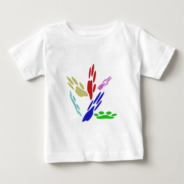 Camiseta De Bebé Impresiones de pata de perro con puntos de polka (Anverso)