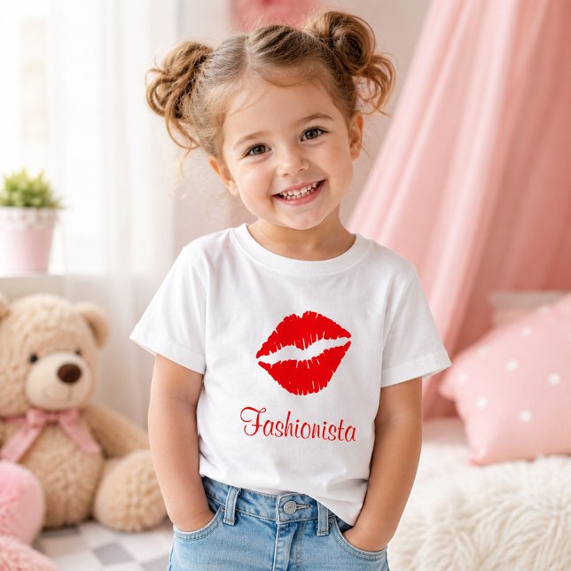 Camiseta De Bebé Impresionista de Labios Rojos Fashionista (Subido por el creador)