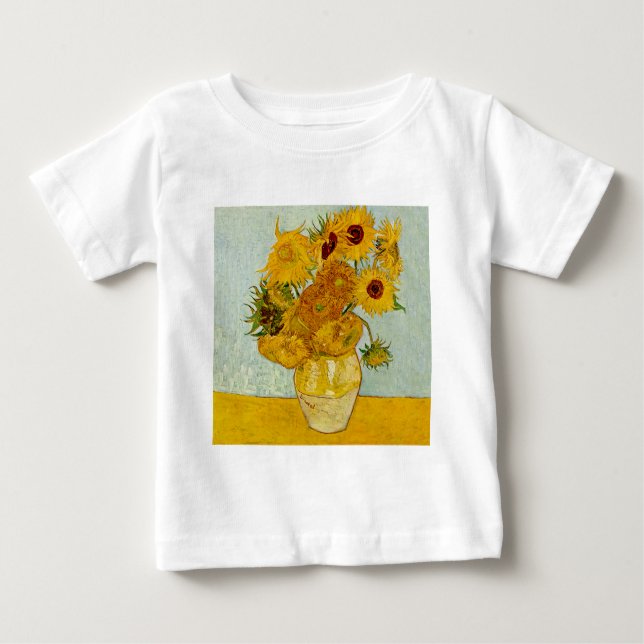 Camiseta De Bebé Impresionista de Vincent Van Gogh 12 Sunflowers (Anverso)