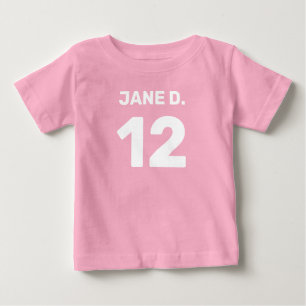 Camiseta De Bebé Infantil rosa personalizable (diseño delantero y t