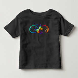 Camiseta De Bebé Infinidad vibrante con mariposa arco iris sobre ne