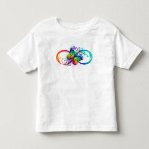 Camiseta De Bebé Infinito brillante con mariposa arco iris