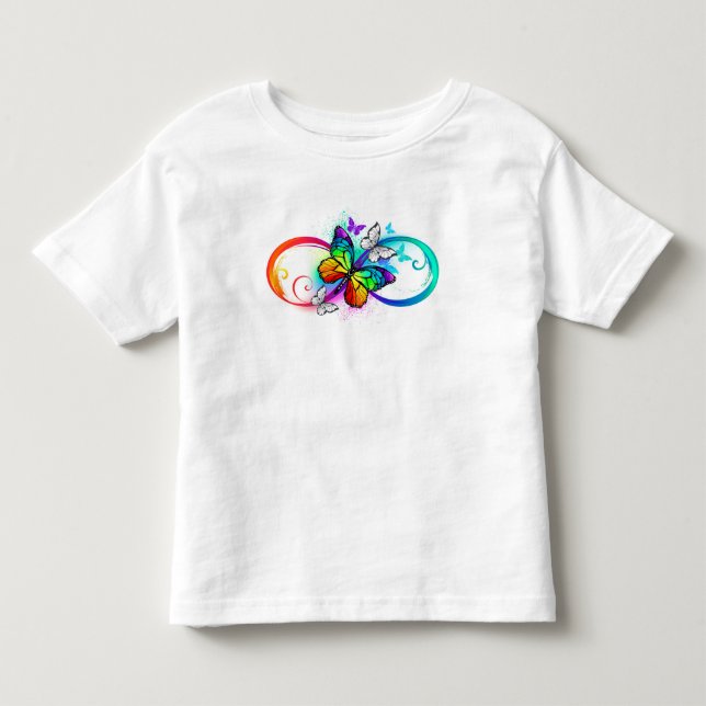 Camiseta De Bebé Infinito brillante con mariposa arco iris (Anverso)