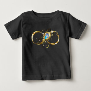 Camiseta De Bebé Infinito con la pluma de pavo real dorado