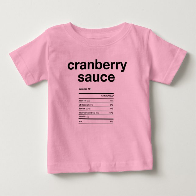 Camiseta De Bebé Información sobre nutrición de la salsa de arándan (Anverso)