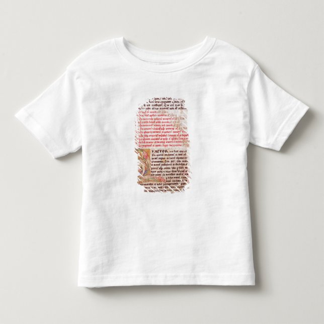 Camiseta De Bebé Inicial "Q" de Historiated que representa tres (Anverso)