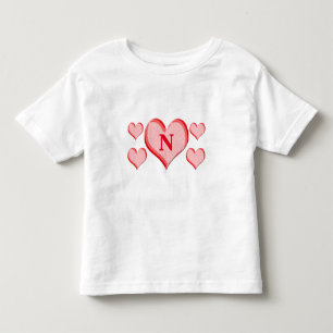 Camiseta De Bebé Iniciales personalizadas de los corazones rojos el