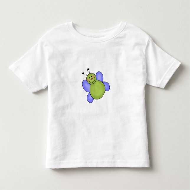 Camiseta De Bebé Insecto sonriente azul y verde (Anverso)