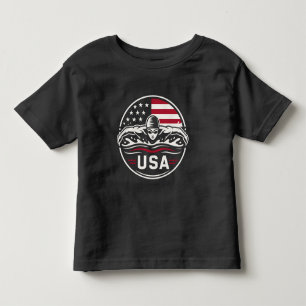 Camiseta De Bebé Insignia Patriótica de Natación Americana Bandera 