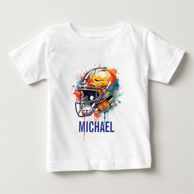 Camiseta De Bebé Inspirational Motivational Football Helmet Name (Anverso)