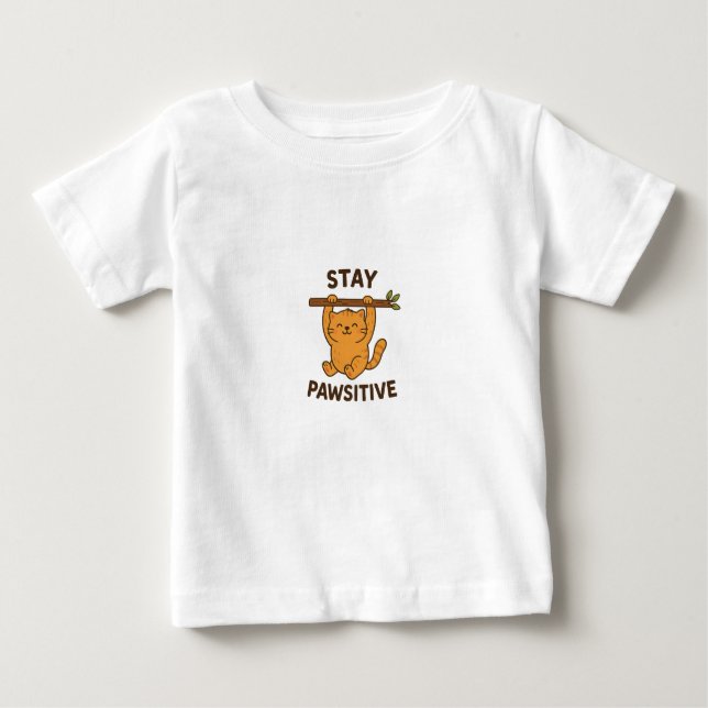 Camiseta De Bebé  Inspiring "Stay pawsitive" Quote Print (Anverso)