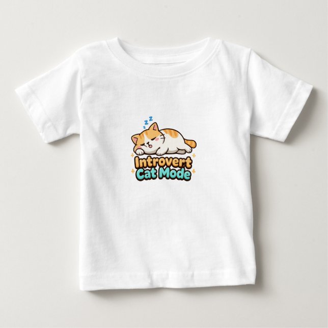Camiseta De Bebé Introvert Cat Mode Funny (Anverso)