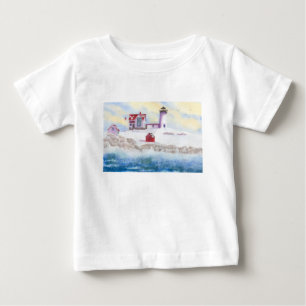 Camiseta De Bebé invierno en el Faro Nubble de Maine