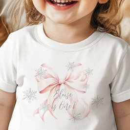 Camiseta De Bebé Invierno Rosa Onederland Plateado Cumpleaños 1