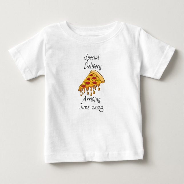 Camiseta De Bebé Invitación especial de parto pizza para bebés (Anverso)