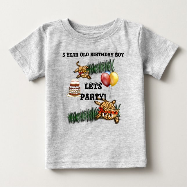 Camiseta De Bebé Invitaciones al cumpleaños del Safari de Leopard U (Anverso)