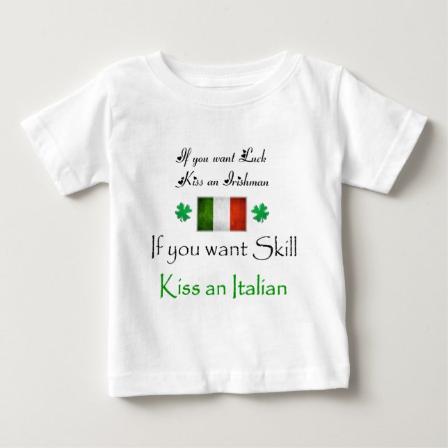 Camiseta De Bebé IRLANDÉS del beso - contra ITALIANO (Anverso)