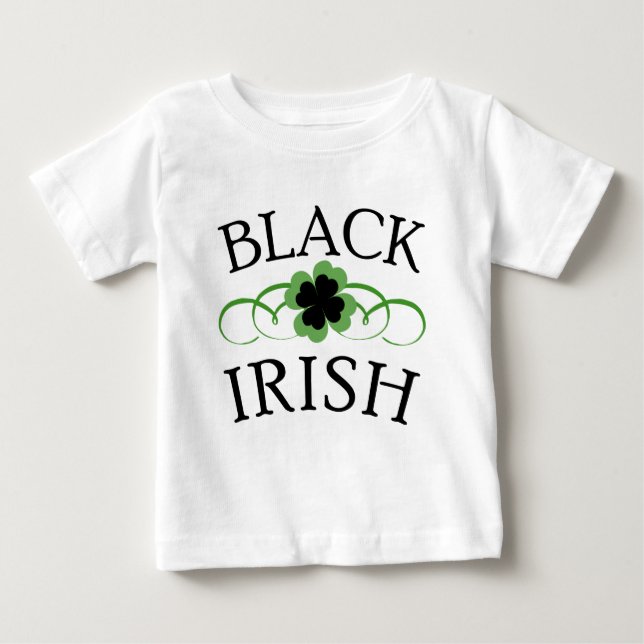 Camiseta De Bebé IRLANDÉS del NEGRO con el trébol negro (Anverso)