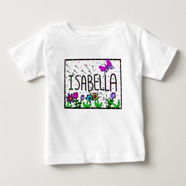 Camiseta De Bebé Isabella Nombre de Niña, Arte Caprichoso (Anverso)