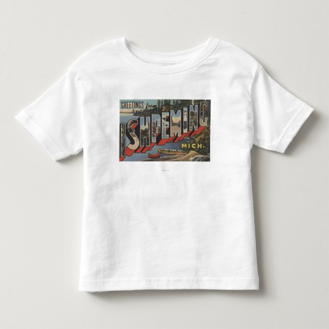 Camiseta De Bebé Ishpeming, Michigan - escenas grandes de la letra (Anverso)