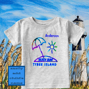 Camiseta De Bebé Isla Cute Tybee GA Finger Paint Beach Paraguas