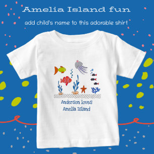 Camiseta De Bebé Isla de Amelia FL divertido pescado del océano con
