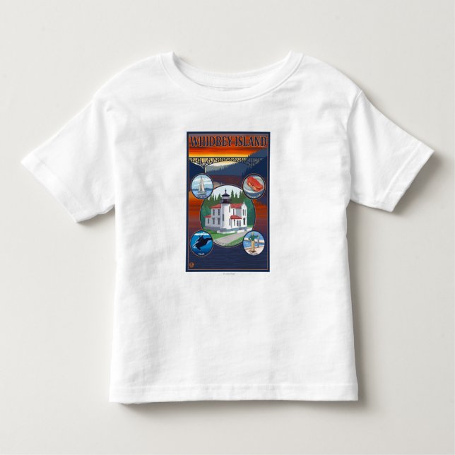 Camiseta De Bebé Isla de Whidbey, poster del viaje de (Anverso)