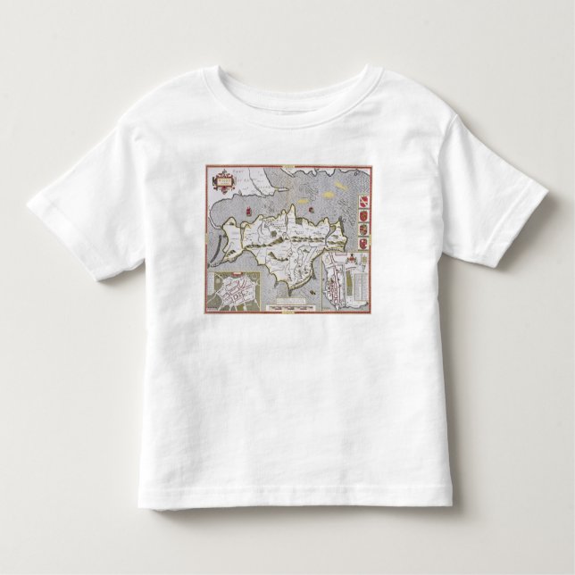 Camiseta De Bebé Isla del Wight, grabada por Jodocus Hondius (Anverso)