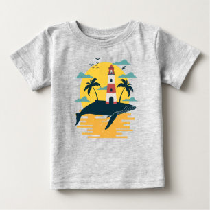 Camiseta De Bebé Isla Tropical de Ballenas Azules Ocean Sunset T-Sh