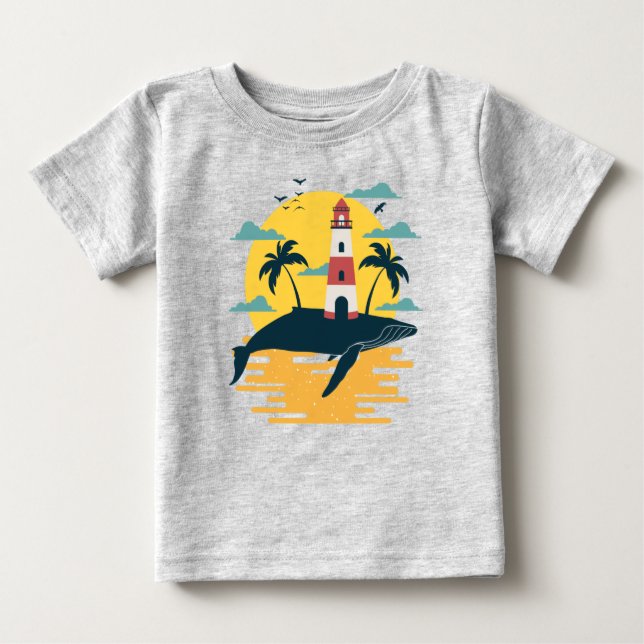 Camiseta De Bebé Isla Tropical de Ballenas Azules Ocean Sunset T-Sh (Anverso)