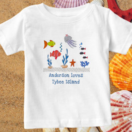Camiseta De Bebé Isla Tybee Isla GA Fun Ocean Fish con nombre de ni