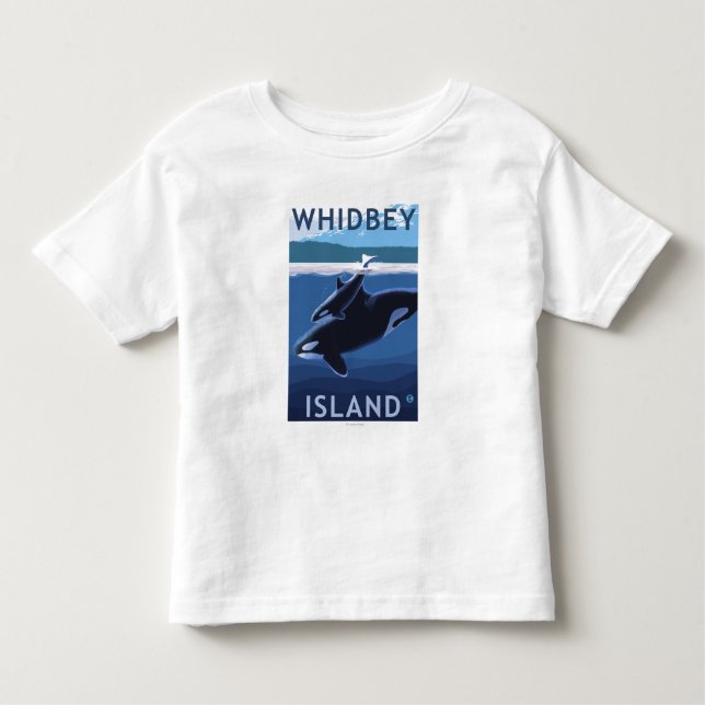 Camiseta De Bebé Isla, WashingtonOrca y becerro de Whidbey (Anverso)