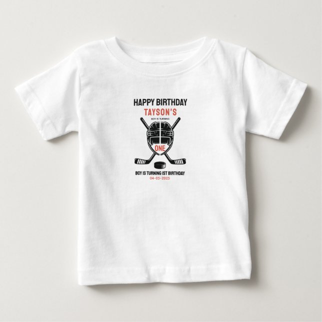 Camiseta De Bebé It’s Game Time Hockey 1st Birthday Party (Anverso)