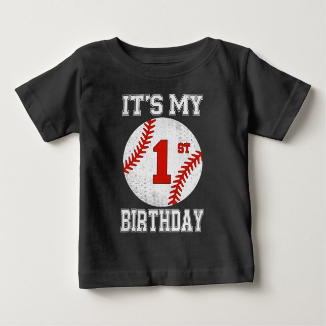 Camiseta De Bebé It’s My 1st Birthday Baseball Design (Anverso)