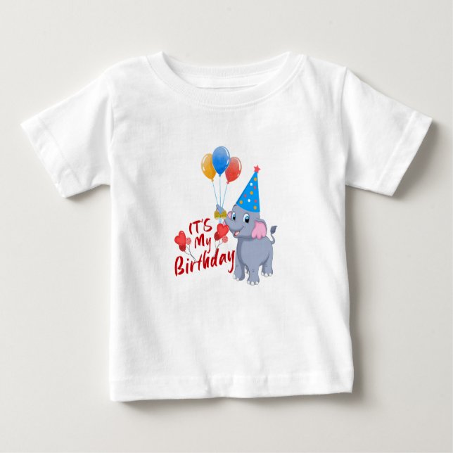 Camiseta De Bebé It’s My Birthday cute Elephant toddler T-Shirt (Anverso)
