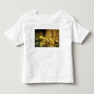 Camiseta De Bebé Italia, Roma. Fuente de Trevi de noche.