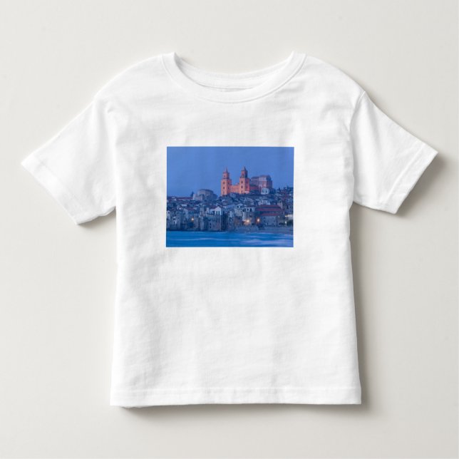 Camiseta De Bebé Italia, Sicilia, Cefalu, Vista con el Duomo desde (Anverso)